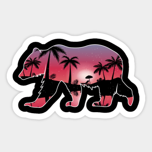 Bear Beautiful Sunset Beach Palm Tree Sticker